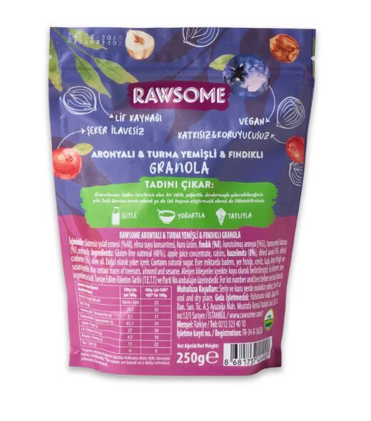 Glutensiz Aronyalı & Turna Yemişli & Fındıklı Granola 250 g