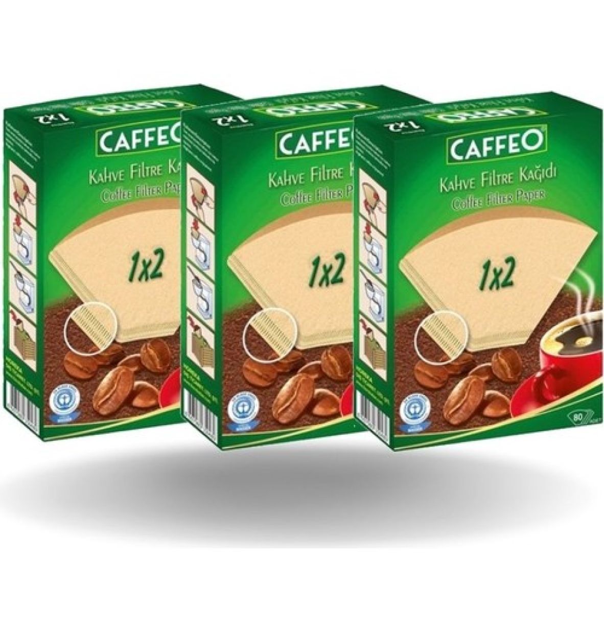 Caffeo Kahve Filtre Kağıdı 1x2 3 x 80'li