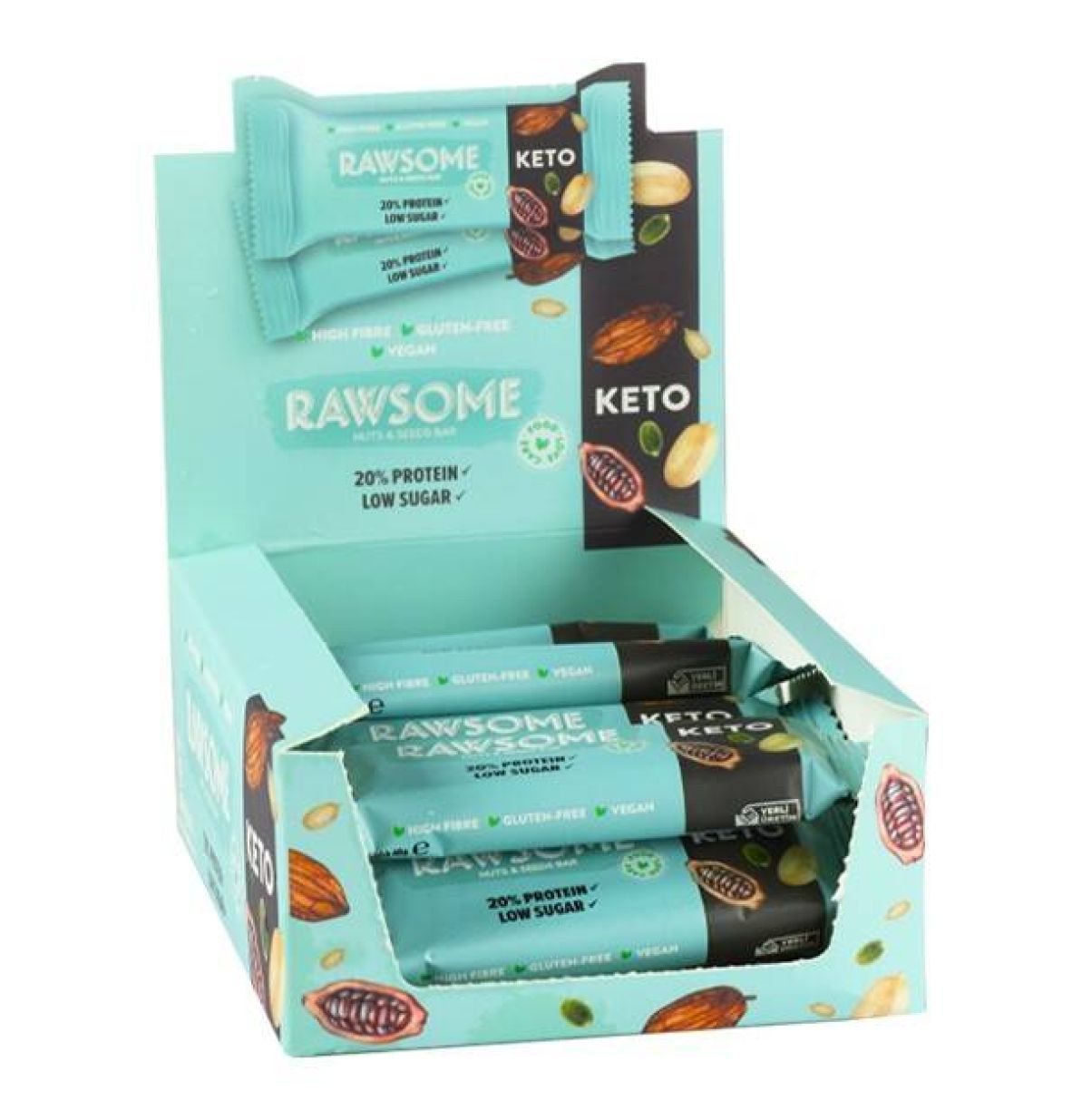 Rawsome Ketojenik Kakaolu Protein Bar 40 Gr. 12 Adet (1 Kutu)