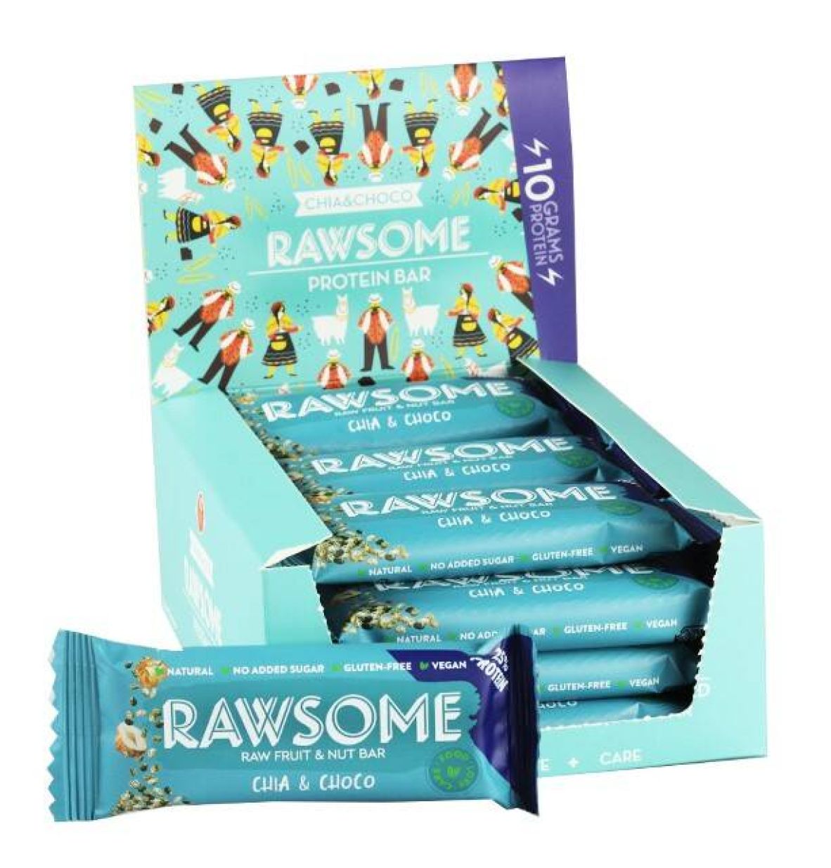 Rawsome Çiya ve Kakao Çekirdekli Protein Bar 40 Gr. 16 Adet (1 Kutu)